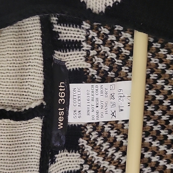 WEST 36TH Geometric Art Deco Draped Grandpa Cardigan Sweater Medium Large - Picture 8 of 9